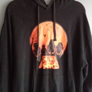 Star Wars Graphic Hoodie Black Orange Moon Droids Crew Neck Sweatshirt
